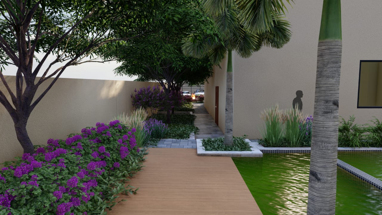 Water-edge planting and boardwalk landscape concept